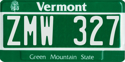 VT license plate ZMW327