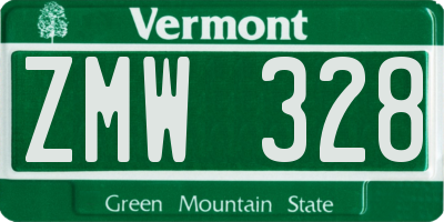 VT license plate ZMW328