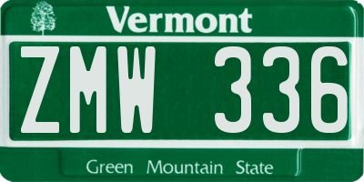 VT license plate ZMW336