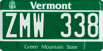 VT license plate ZMW338
