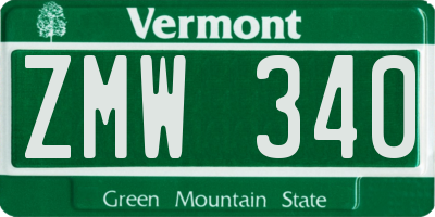 VT license plate ZMW340