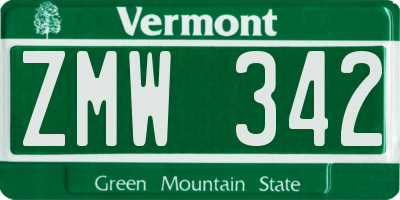 VT license plate ZMW342