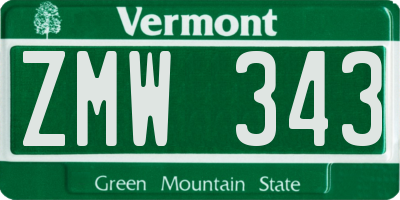 VT license plate ZMW343