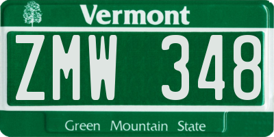 VT license plate ZMW348