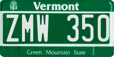 VT license plate ZMW350