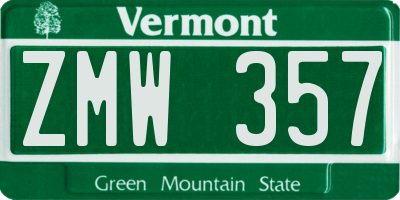 VT license plate ZMW357