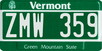 VT license plate ZMW359