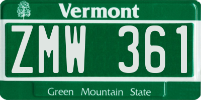 VT license plate ZMW361