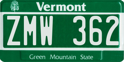 VT license plate ZMW362