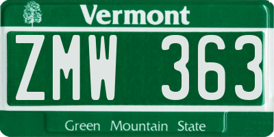 VT license plate ZMW363