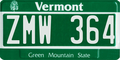 VT license plate ZMW364