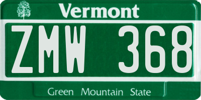 VT license plate ZMW368