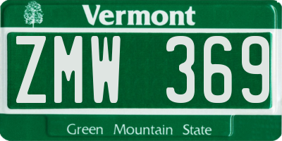 VT license plate ZMW369