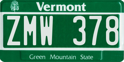 VT license plate ZMW378