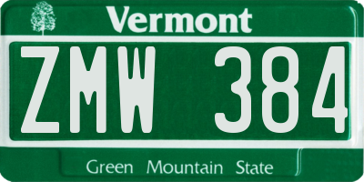 VT license plate ZMW384