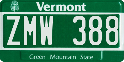 VT license plate ZMW388