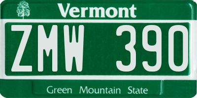 VT license plate ZMW390