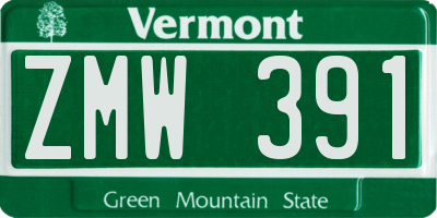 VT license plate ZMW391