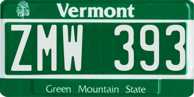 VT license plate ZMW393