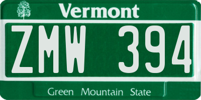 VT license plate ZMW394