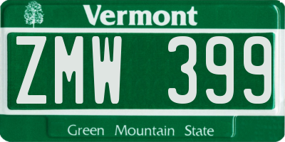 VT license plate ZMW399