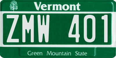 VT license plate ZMW401