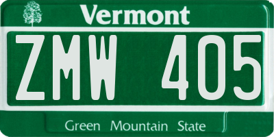VT license plate ZMW405