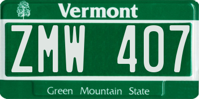 VT license plate ZMW407