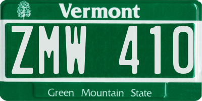 VT license plate ZMW410