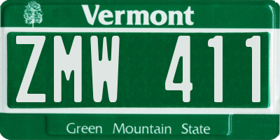 VT license plate ZMW411