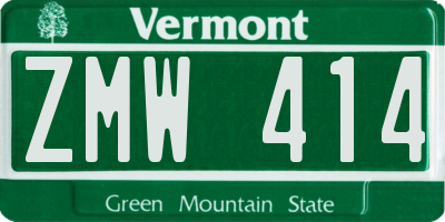 VT license plate ZMW414