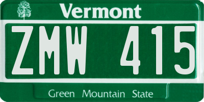 VT license plate ZMW415