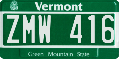 VT license plate ZMW416