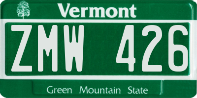 VT license plate ZMW426