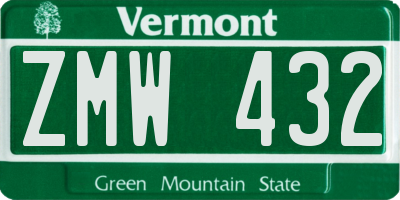 VT license plate ZMW432
