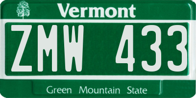 VT license plate ZMW433