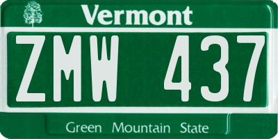 VT license plate ZMW437