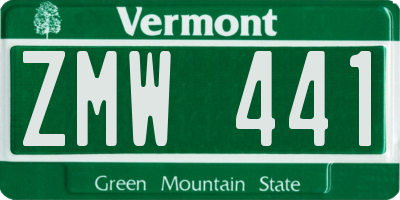 VT license plate ZMW441