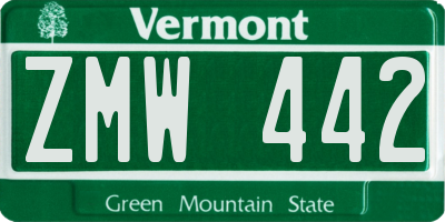 VT license plate ZMW442
