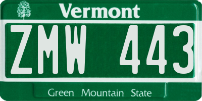 VT license plate ZMW443