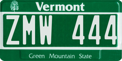 VT license plate ZMW444