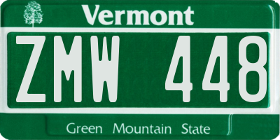 VT license plate ZMW448