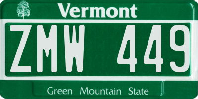 VT license plate ZMW449