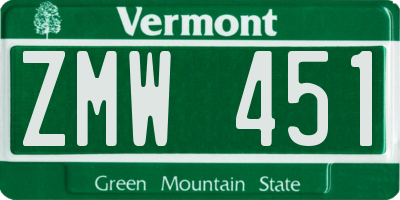 VT license plate ZMW451
