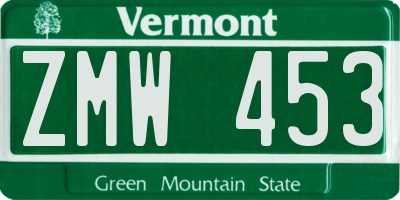 VT license plate ZMW453