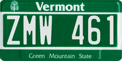 VT license plate ZMW461