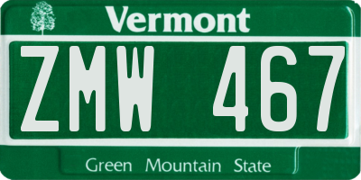 VT license plate ZMW467