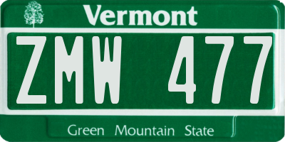 VT license plate ZMW477