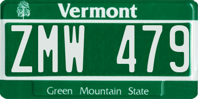VT license plate ZMW479