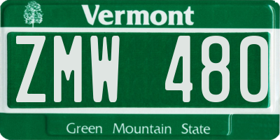 VT license plate ZMW480